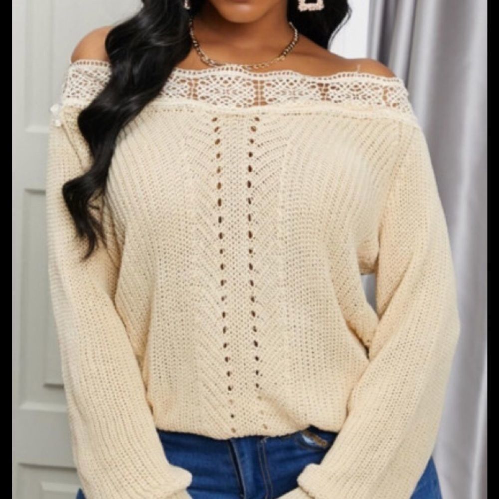 Lace Off Shoulder Sweater